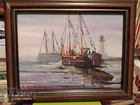 Painting, oil, VAT, ships, sea