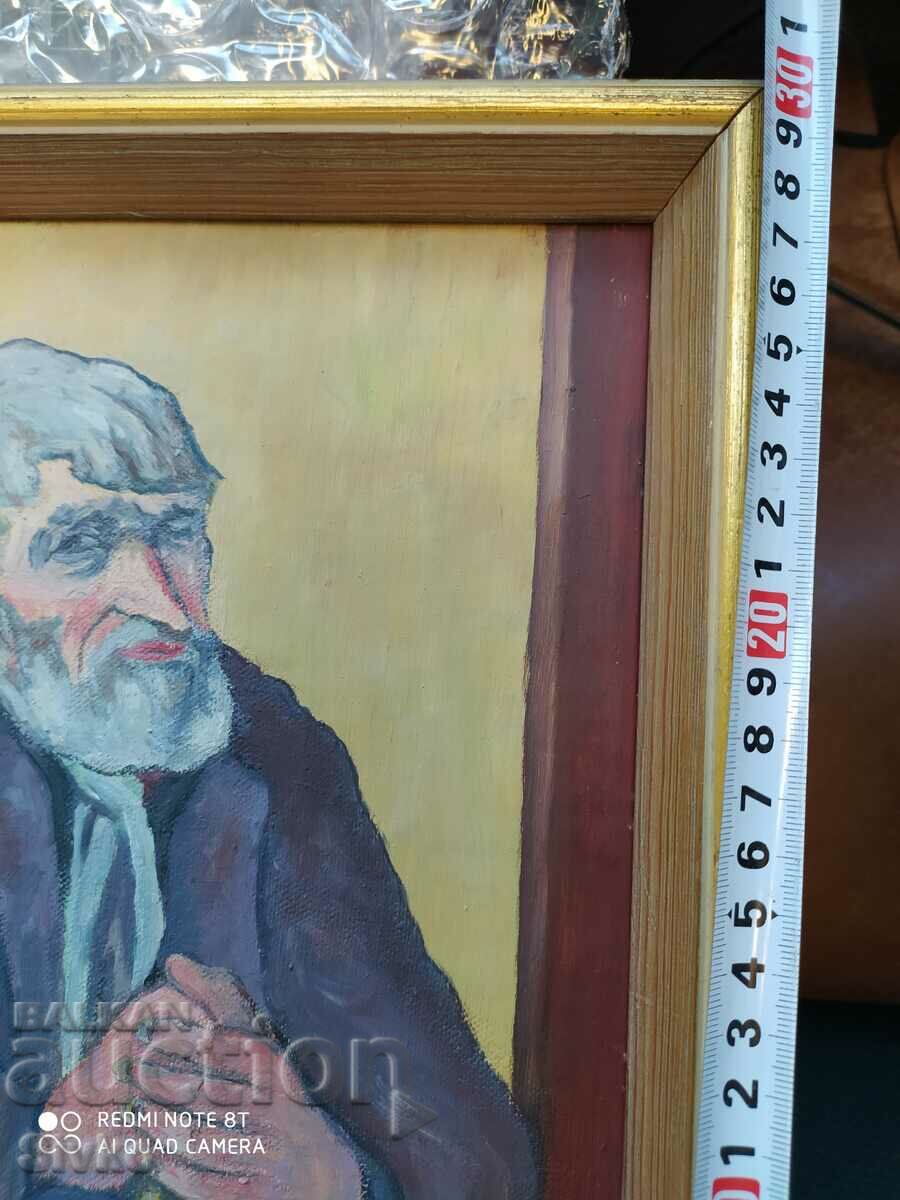 Painting, canvas, oil, portrait of a man, signed with price 29.99 BGN | € 15.33 Painting, canvas, oil, portrait of a man, signed with price 29.99 BGN | € 15.33