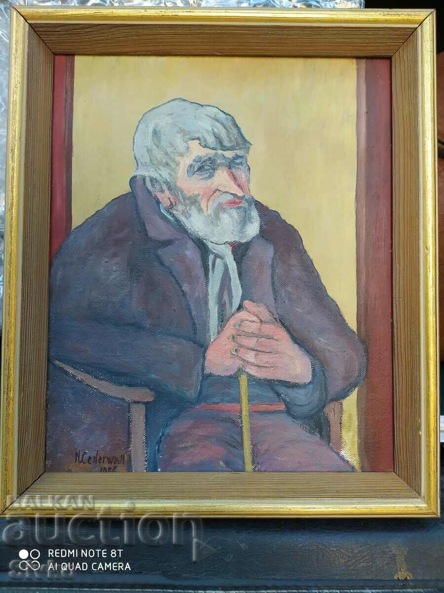 Πίνακας, καμβάς, λάδι, πορτρέτο άνδρα, υπογεγραμμένο