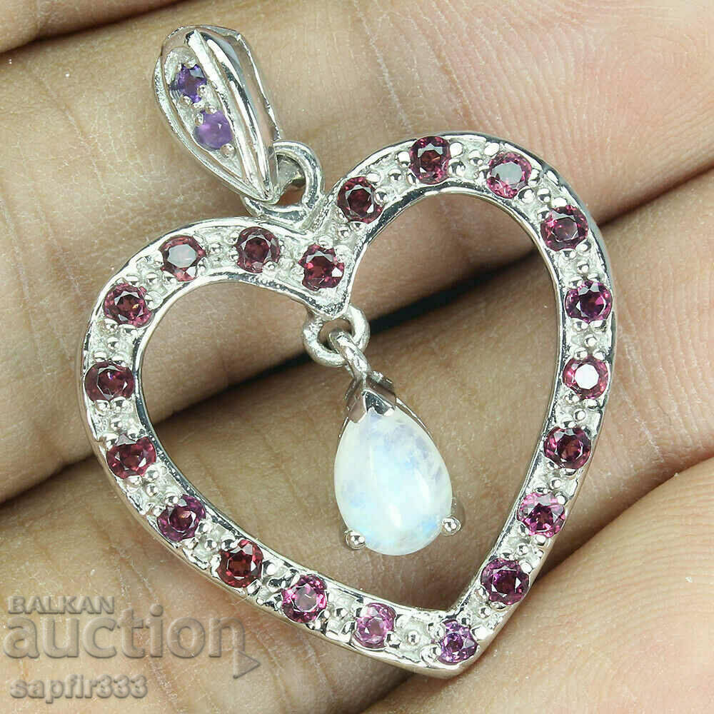 FINE DESIGNER MEDALLION WITH NATURAL MOON STONE GARNETS with price 167.00 BGN | € 85.39 FINE DESIGNER MEDALLION WITH NATURAL MOON STONE GARNETS with price 167.00 BGN | € 85.39