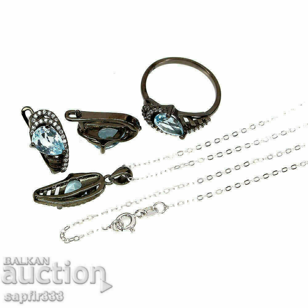 EXCITING SET WITH NATURAL TOPAZS BLACK RHODIUM FINISH with price 480.00 BGN | € 245.42 EXCITING SET WITH NATURAL TOPAZS BLACK RHODIUM FINISH with price 480.00 BGN | € 245.42