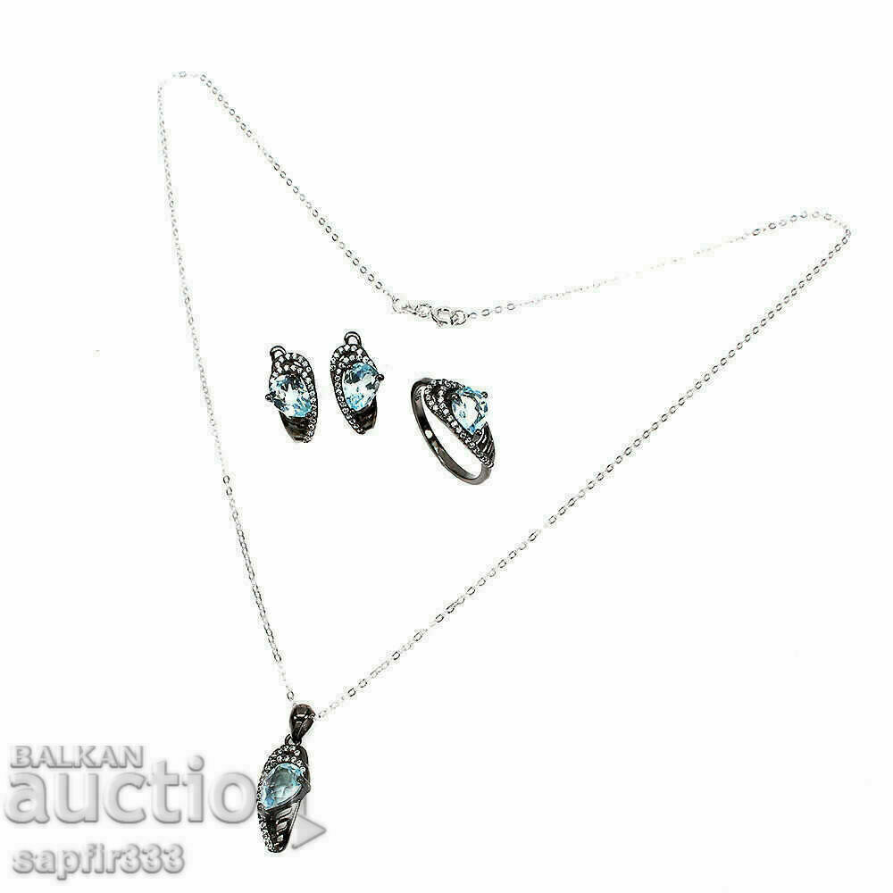 Auction EXCITING SET WITH NATURAL TOPAZS BLACK RHODIUM FINISH Auction EXCITING SET WITH NATURAL TOPAZS BLACK RHODIUM FINISH