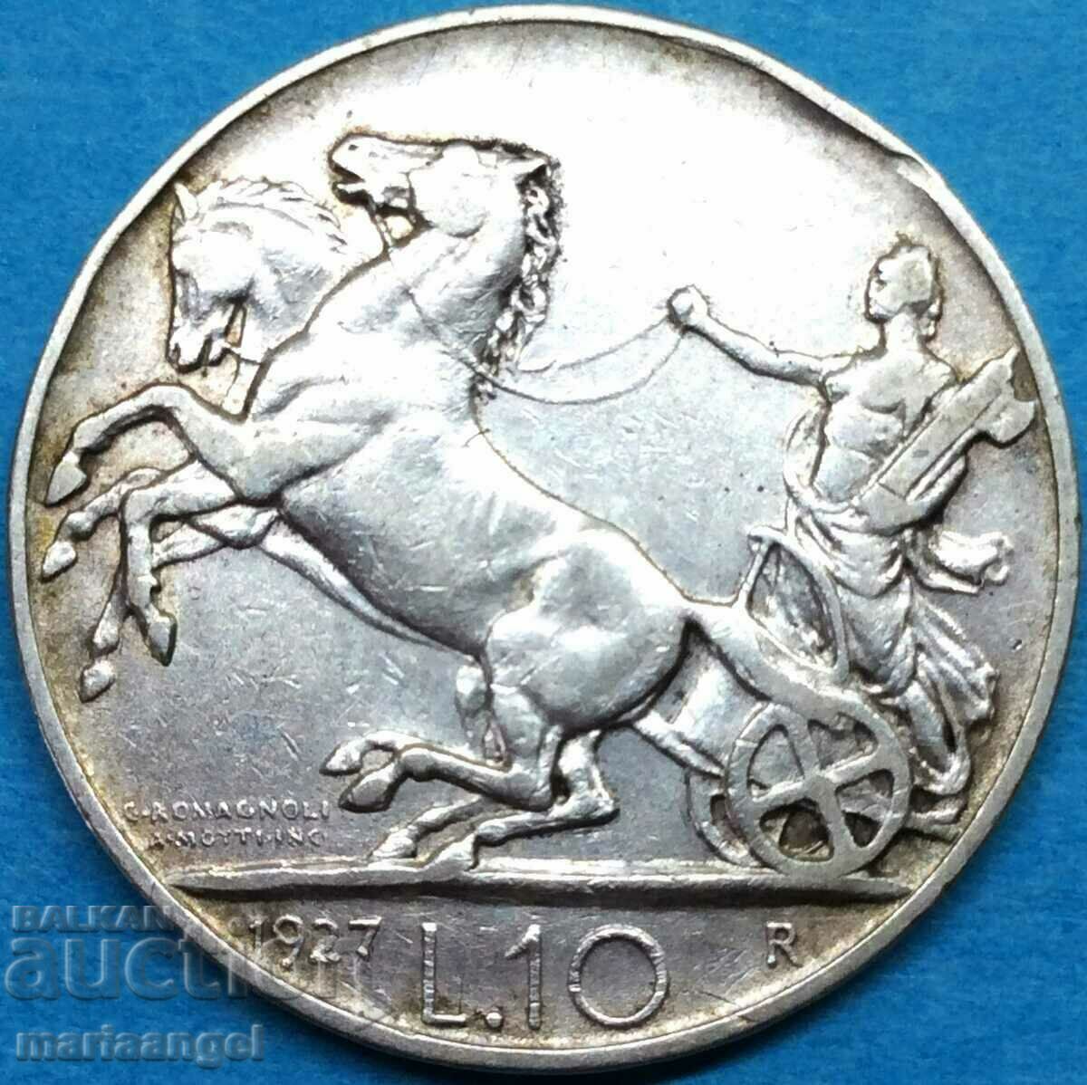 10 Lire 1927 Italia Argint 3