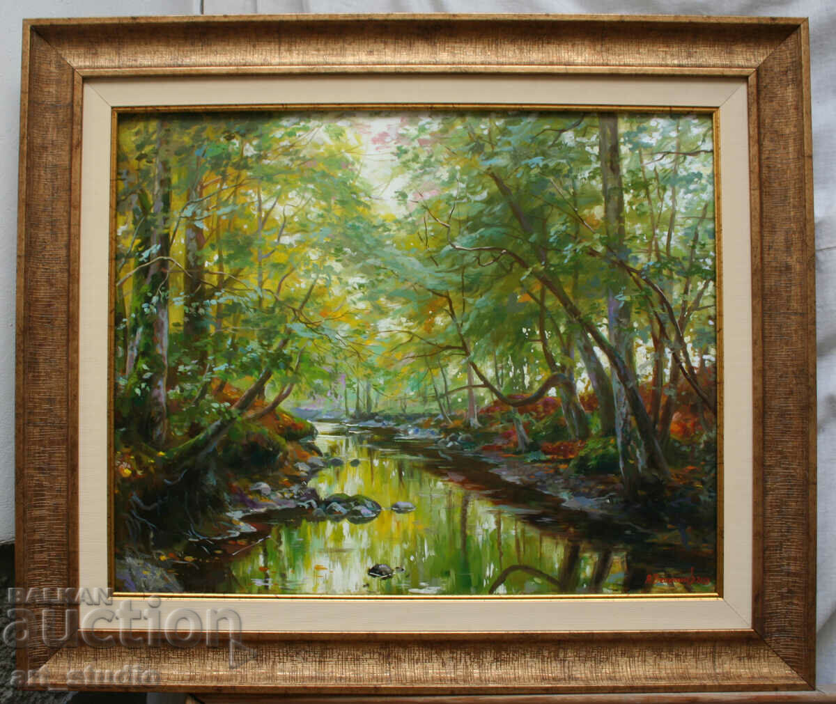 Landscape with river - oil paints