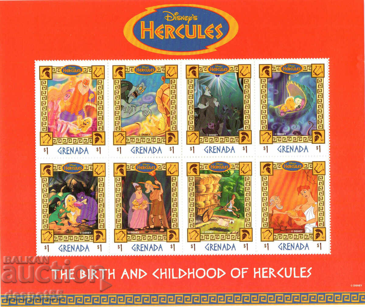 1998. Grenada. Disney - "Hercules". Block.