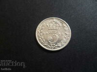 Silver 3 pence coin 1908 Great Britain