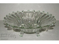Old Art Deco glass fruit bowl 26 cm with colorless legs
