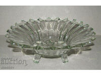 Old Art Deco glass fruit bowl 26 cm with colorless legs