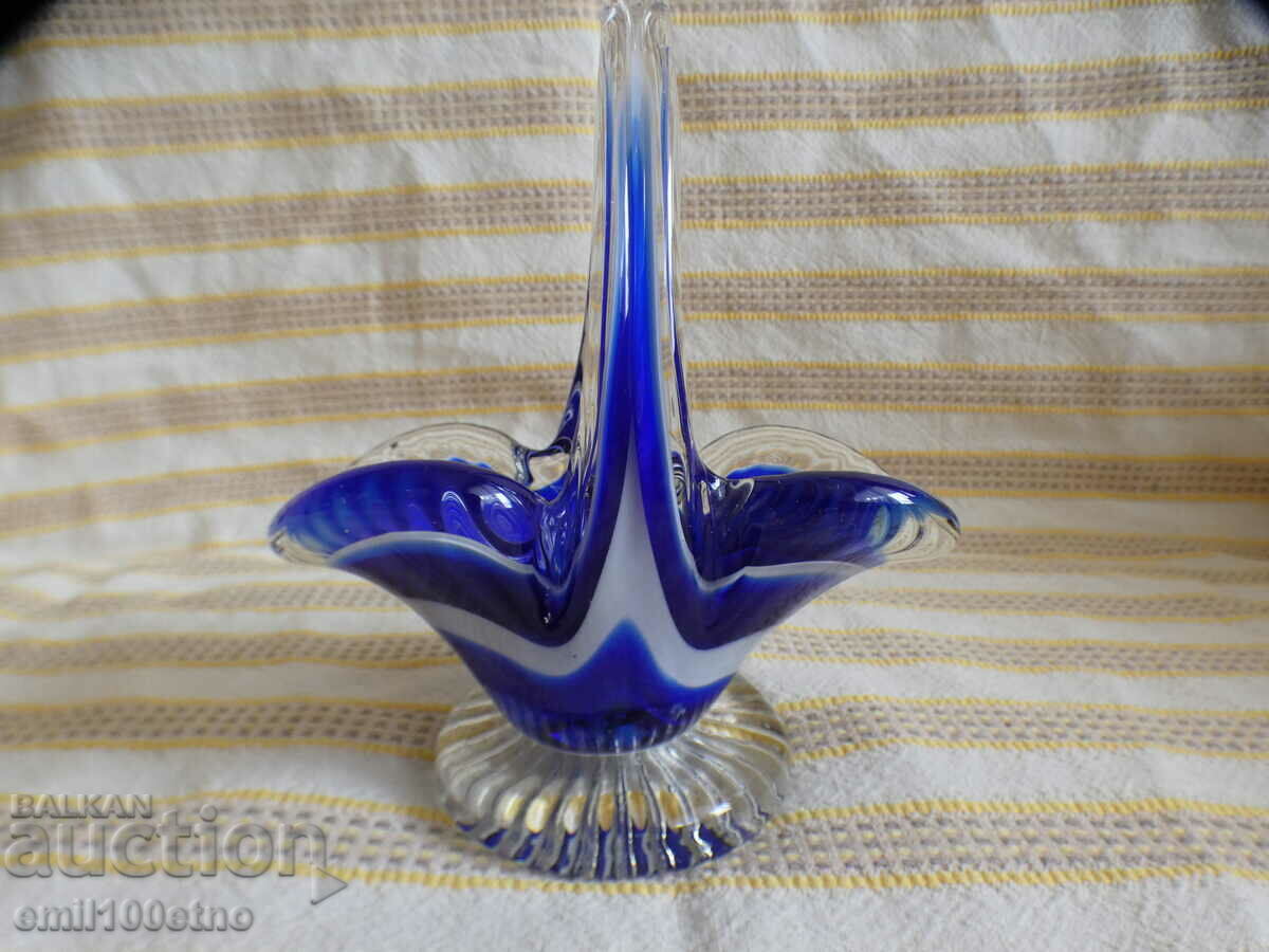 Handmade candy box - Murano glass basket with price 18.00 BGN | € 9.20 Handmade candy box - Murano glass basket with price 18.00 BGN | € 9.20