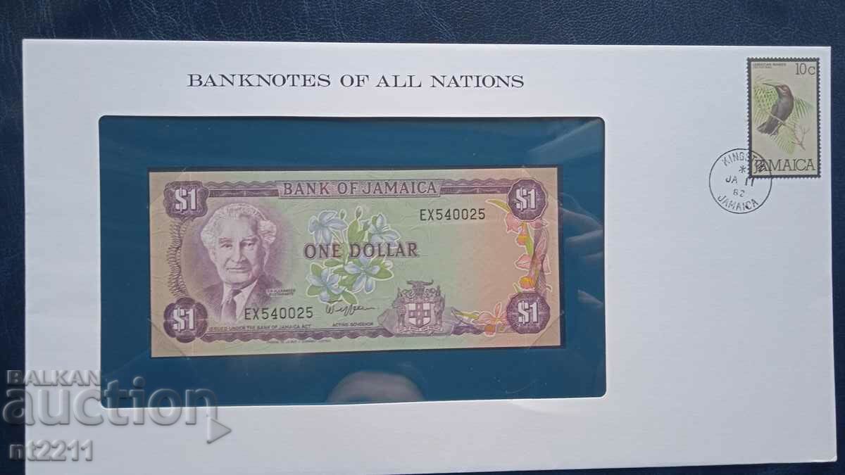 Банкнота 1 долар Ямайка