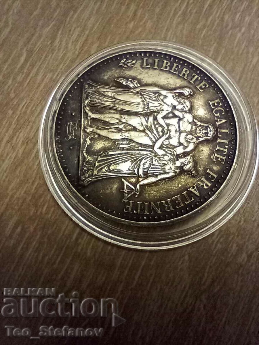 Доставка на 10 франка 1970 UNC Франция сребро страхотна патина