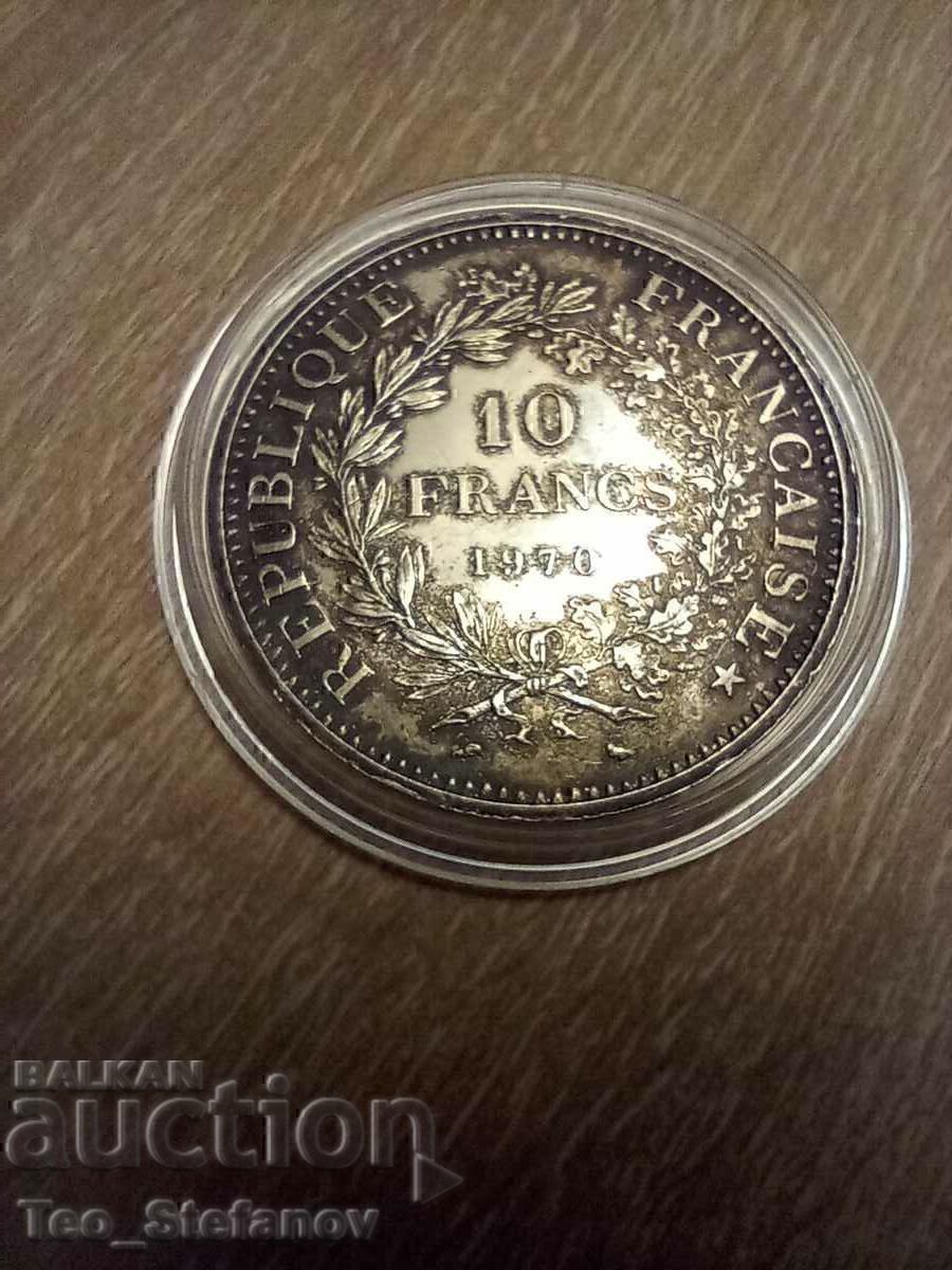 10 франка 1970 UNC Франция сребро страхотна патина
