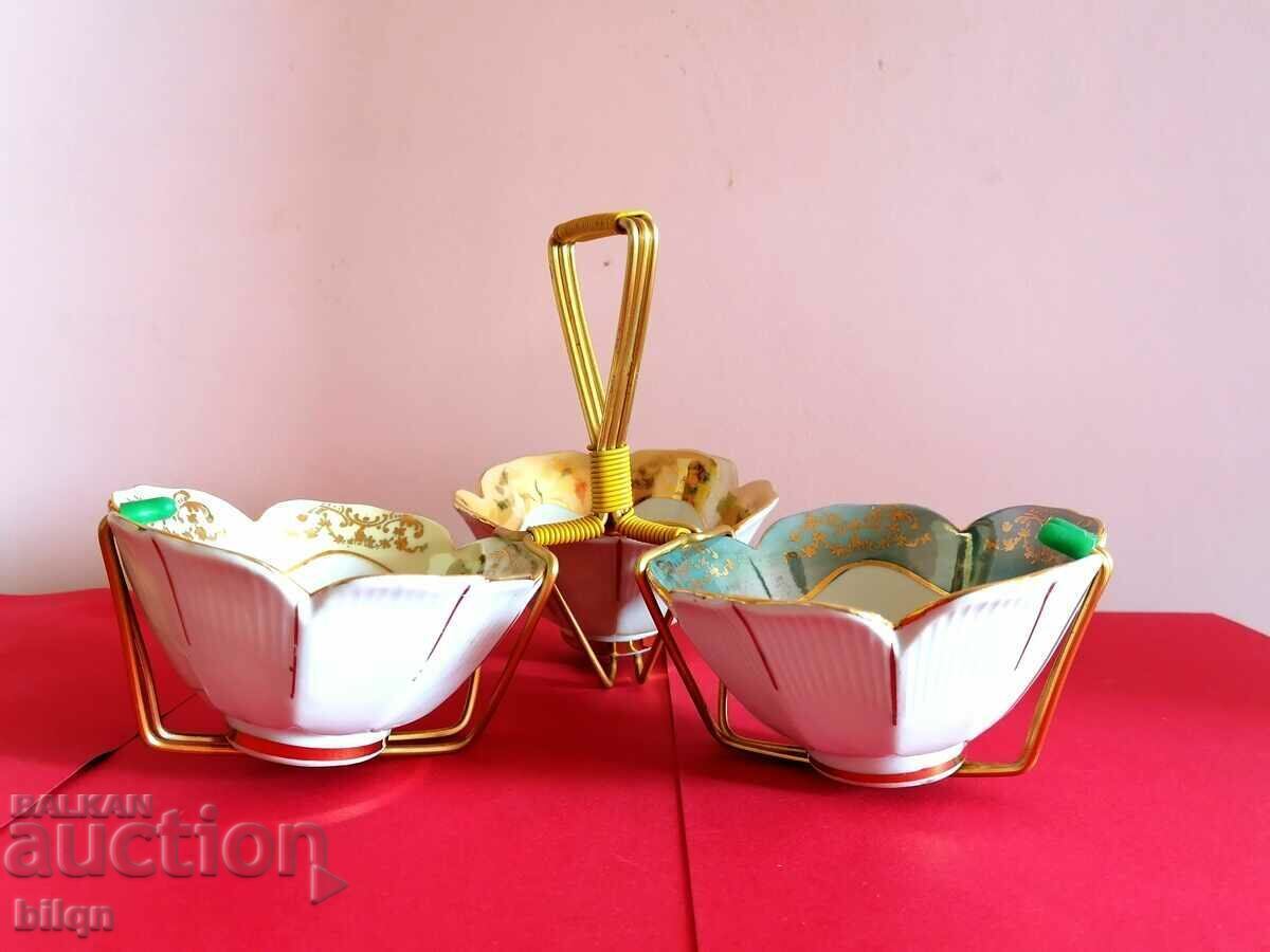 Incredibly Beautiful Gold Plated Porcelain Plate For Nut Sauces with price 28.87 BGN | € 14.76 Incredibly Beautiful Gold Plated Porcelain Plate For Nut Sauces with price 28.87 BGN | € 14.76