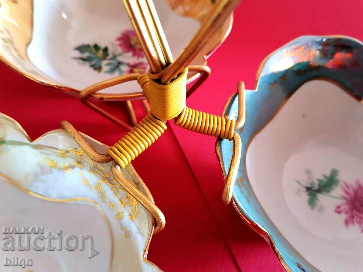 Incredibly Beautiful Gold Plated Porcelain Plate For Nut Sauces - 6 Incredibly Beautiful Gold Plated Porcelain Plate For Nut Sauces - 6