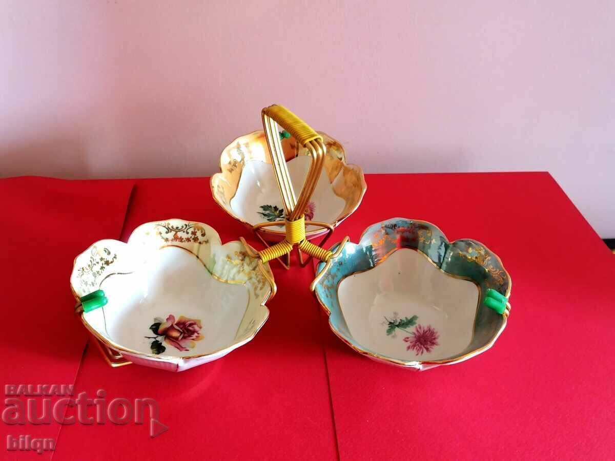 Incredibly Beautiful Gold Plated Porcelain Plate For Nut Sauces Incredibly Beautiful Gold Plated Porcelain Plate For Nut Sauces