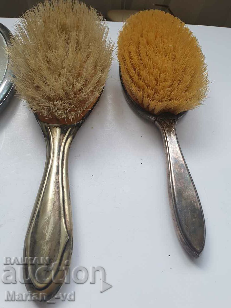 Old silver plated two brushes and a mirror with price 120.00 BGN | € 61.36 Old silver plated two brushes and a mirror with price 120.00 BGN | € 61.36