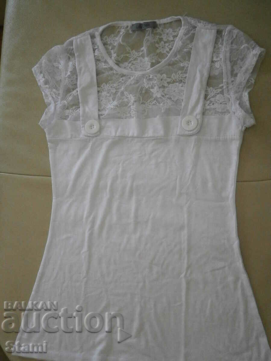 Lily Doll Women's White Lace T-Shirt, Size S with price 19.00 BGN | € 9.71
