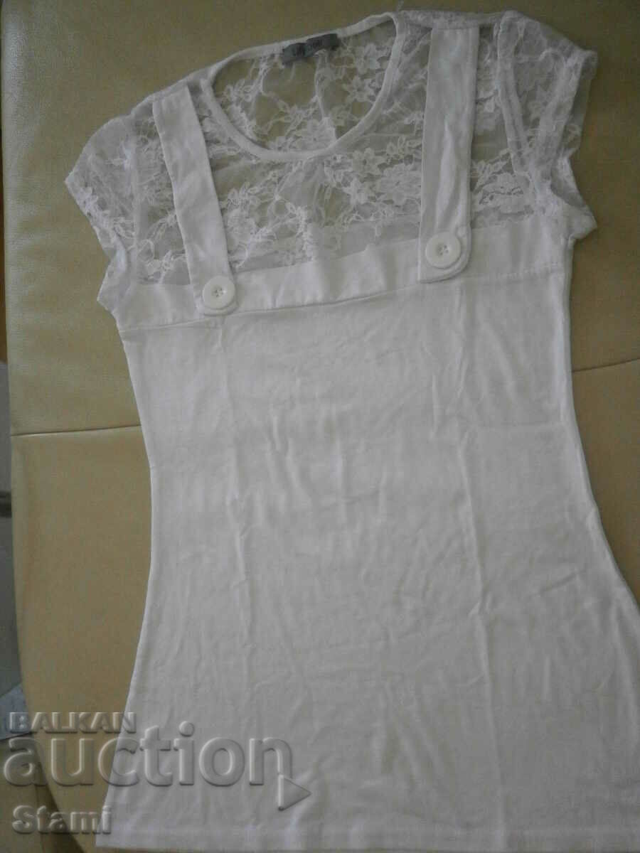 Lily Doll Women's White Lace T-Shirt, Size S - 5