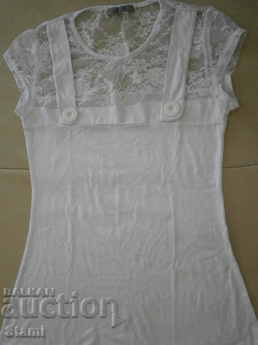 Lily Doll Women's White Lace T-Shirt, Size S - 6