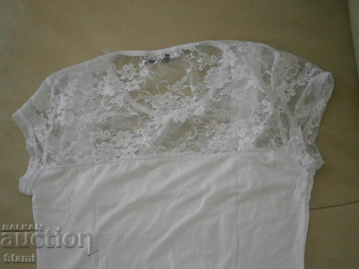 Lily Doll Women's White Lace T-Shirt, Size S - 7