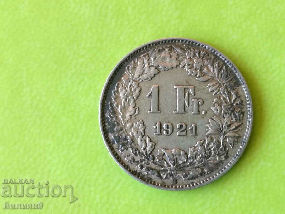 1 франк 1921 Швейцария Сребро