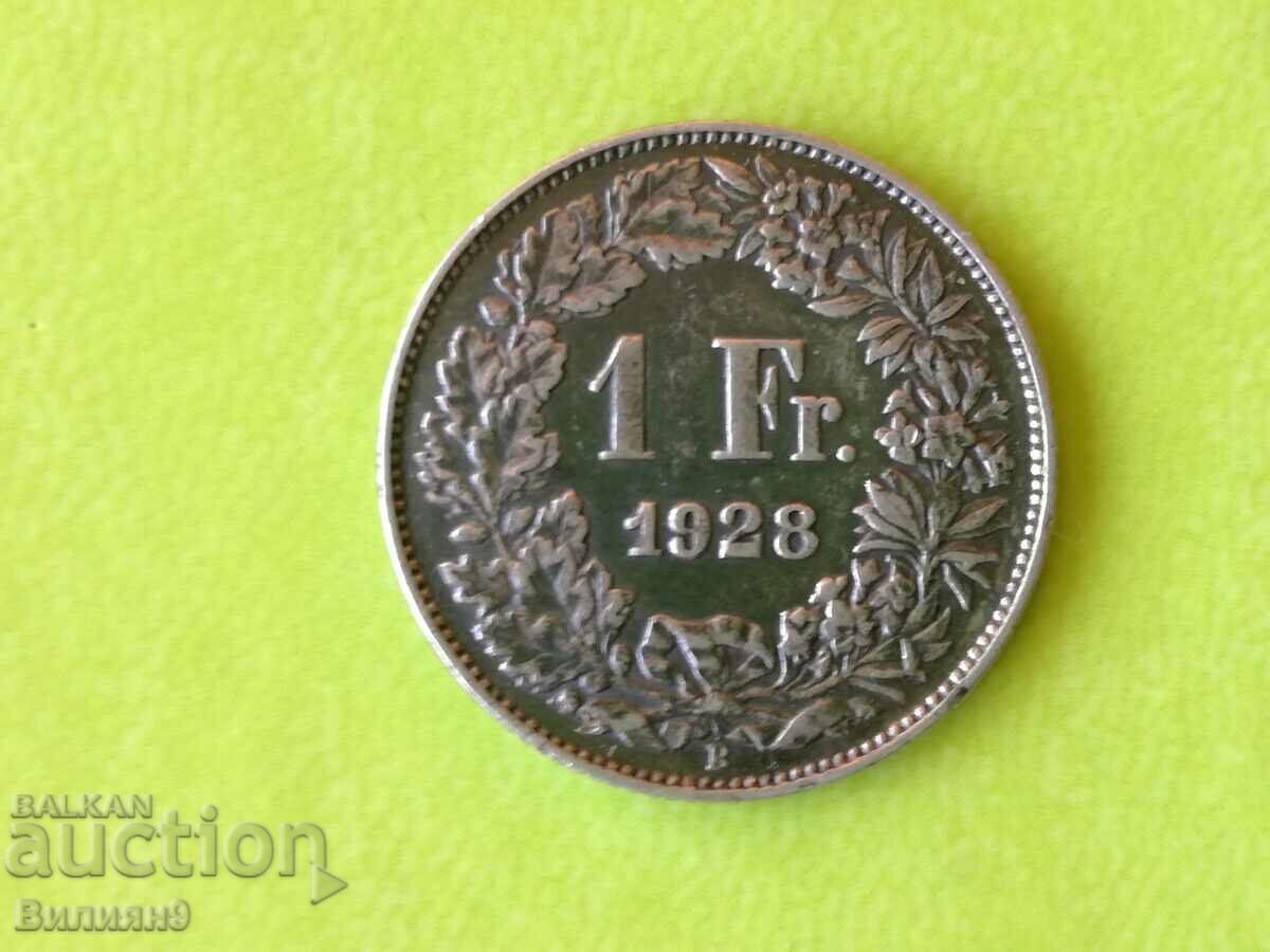 1 франк 1928 Швейцария Сребро
