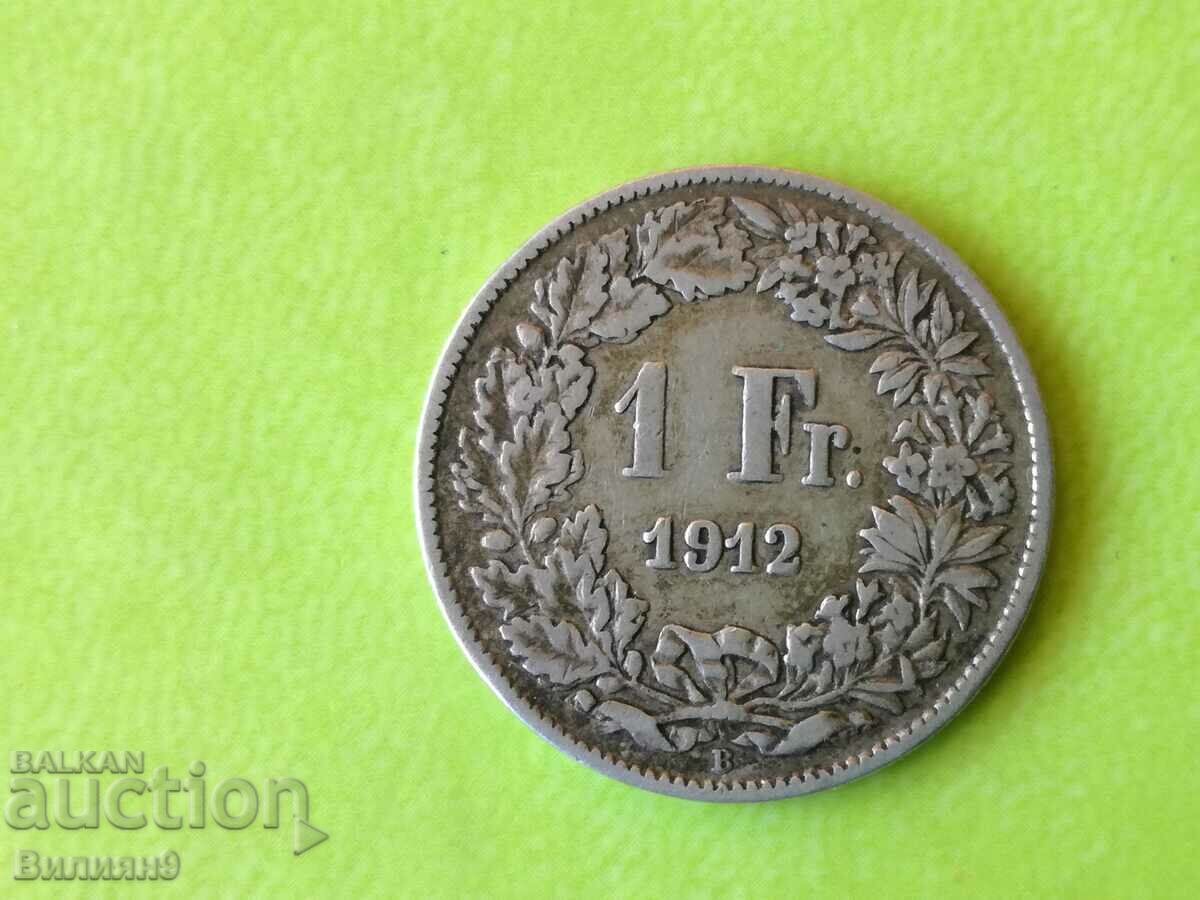 1 φράγκο 1912 Ελβετία Ασημί