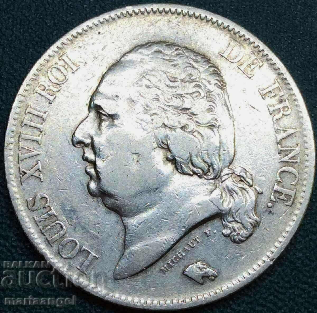 France 5 Francs 1822 W - Lille Silver