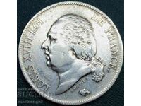 Γαλλία 5 Φράγκα 1822 W - Lille Silver