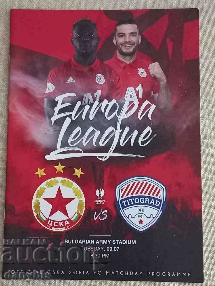 Football program - CSKA - Titograd Football program - CSKA - Titograd