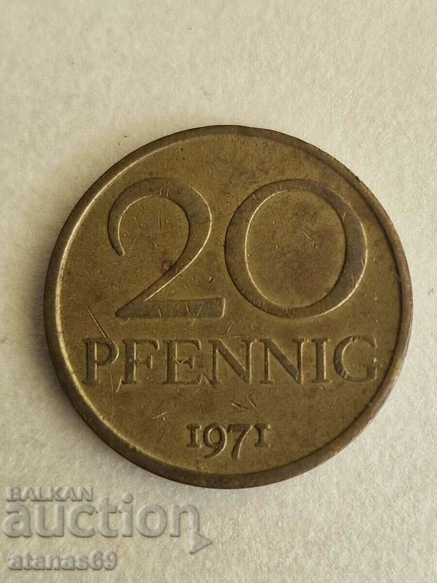 20 пфенинга 1971 г. ГДР