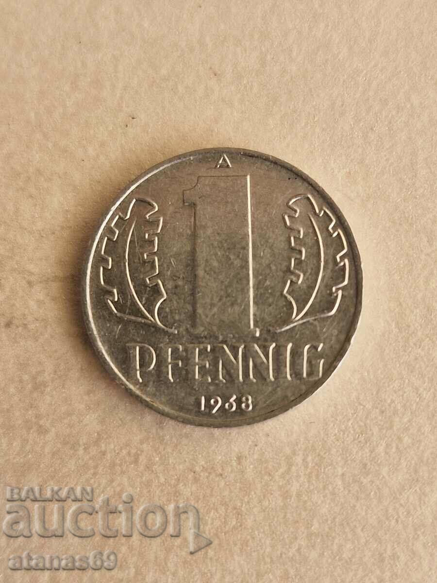 1 пфенинг 1968 г. ГДР