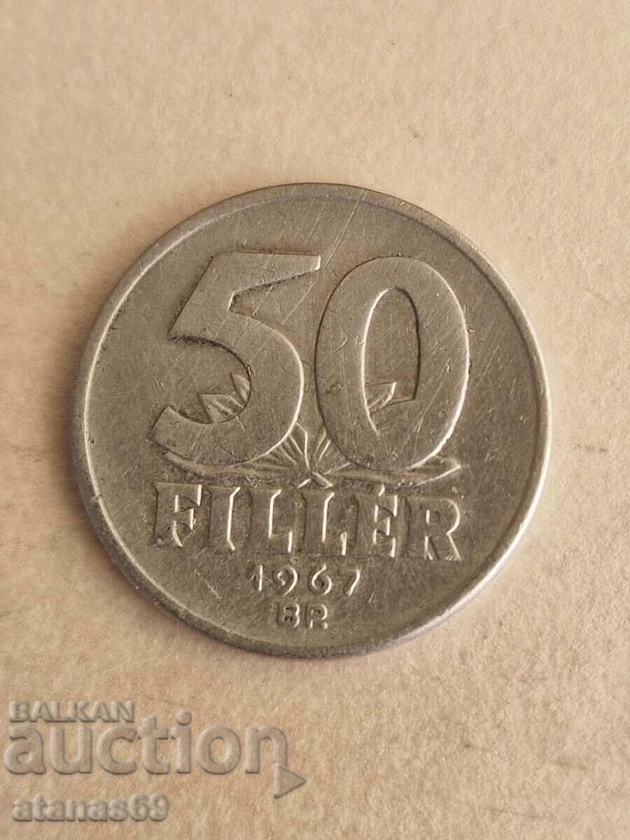 50 филера 1967 г. Унгария