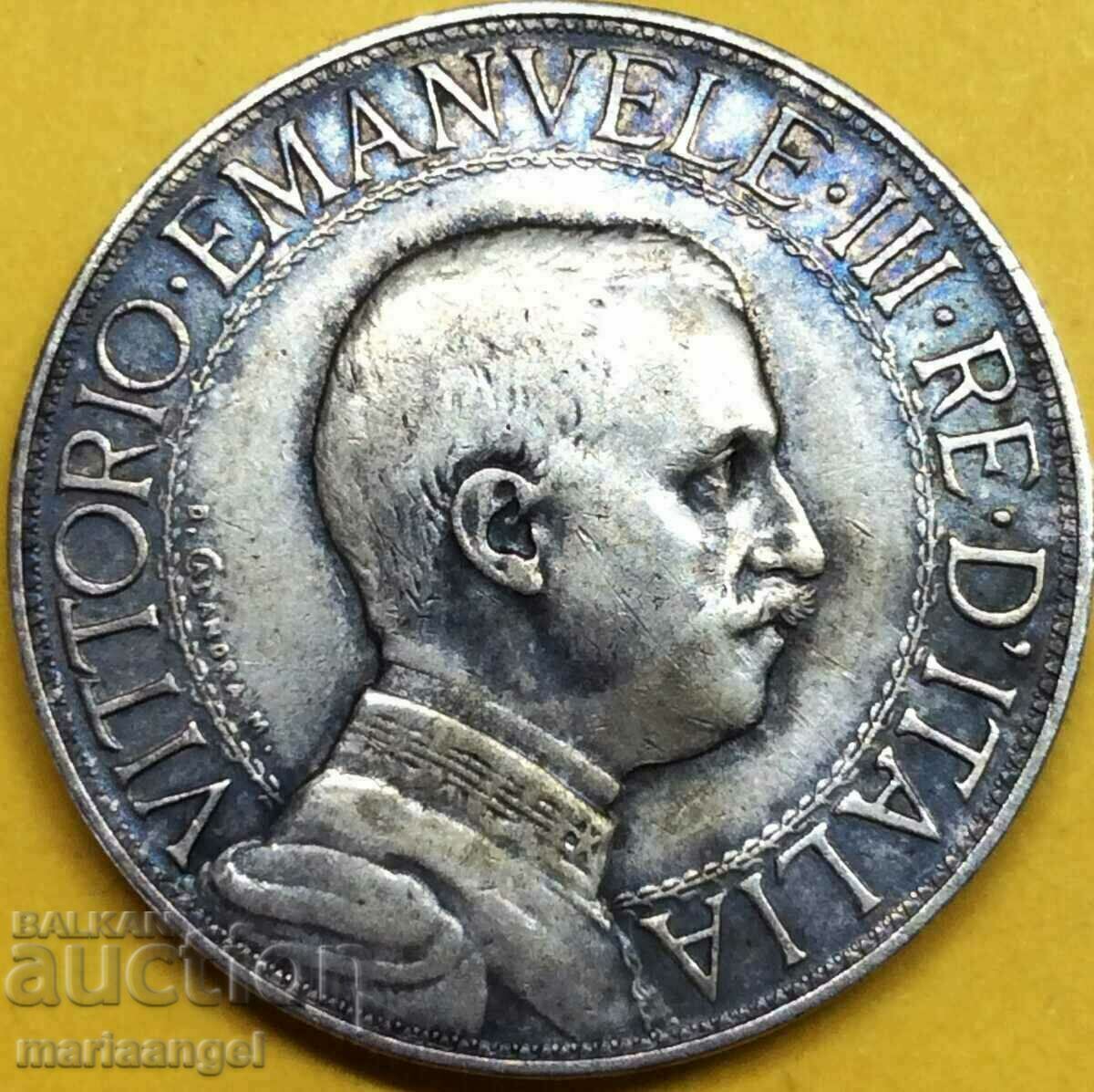2 Lire 1912 Italia Patină de argint