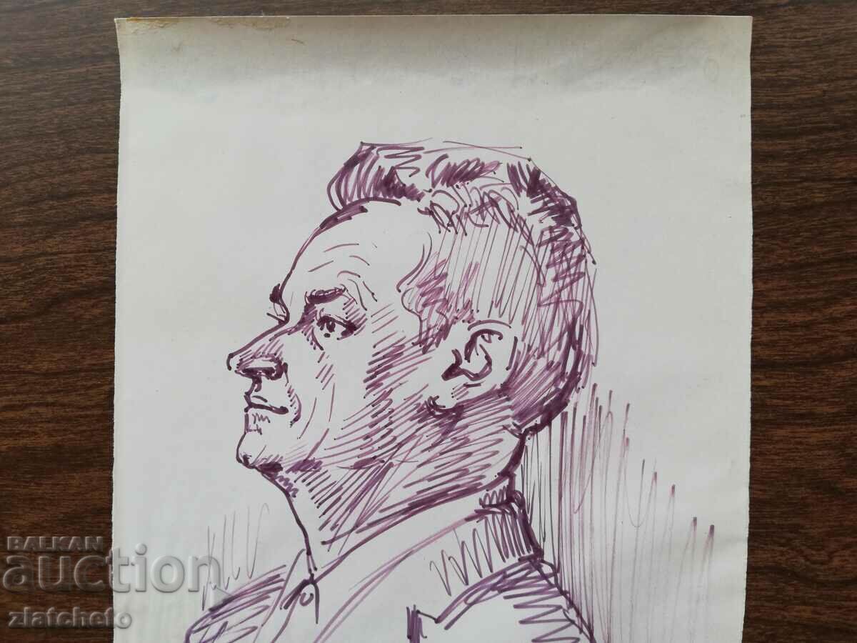 Auction A brunette with a felt-tip pen. Signed Auction A brunette with a felt-tip pen. Signed