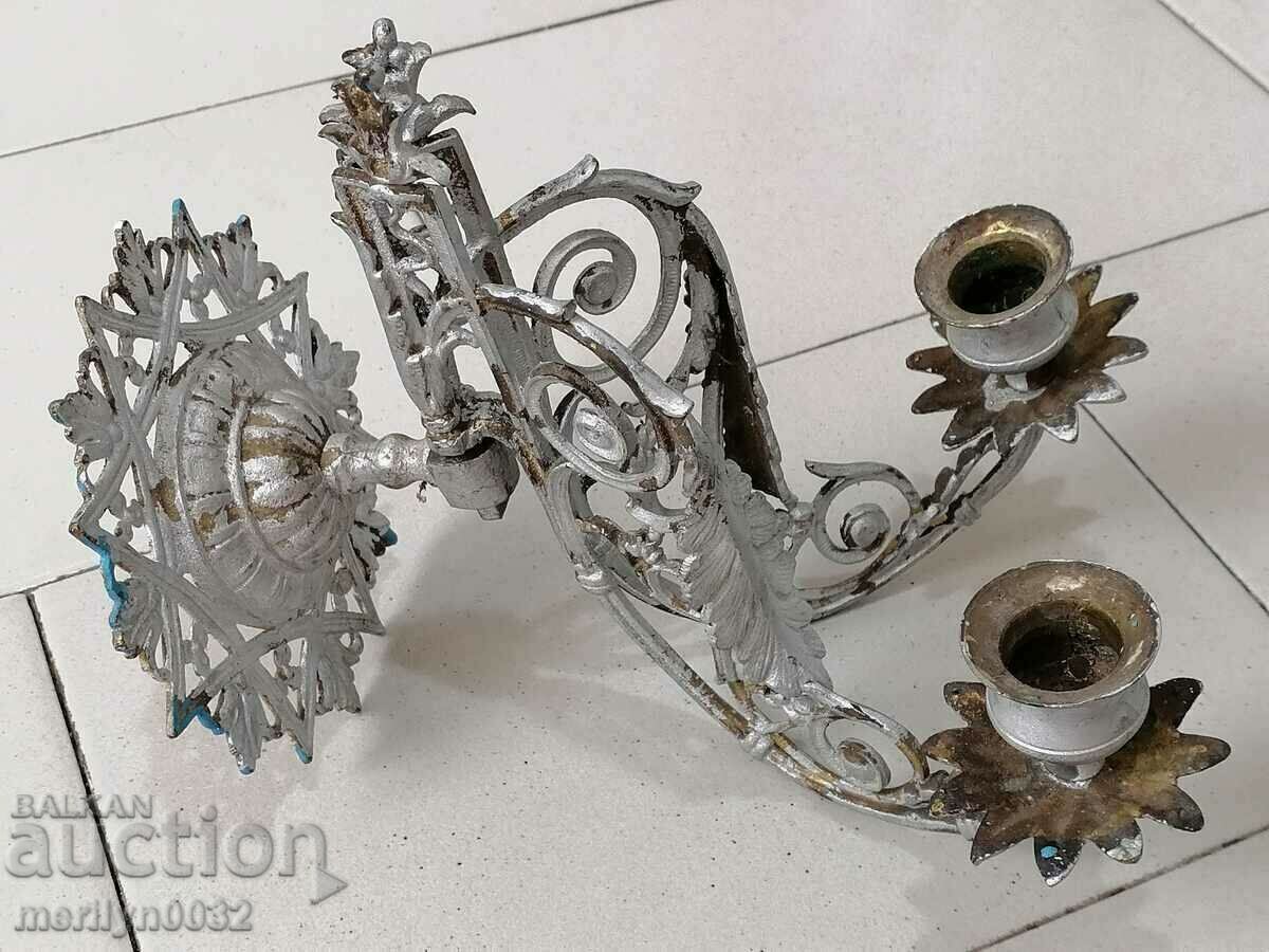 Bronze double chorbadji candlestick 70s of the 19th century with price 177.00 BGN | € 90.50 Bronze double chorbadji candlestick 70s of the 19th century with price 177.00 BGN | € 90.50