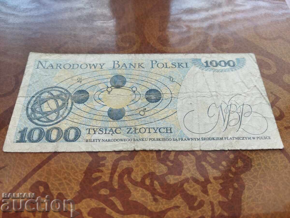 Delivery of Poland 1000 zloty banknote from 1882 Copernicus Delivery of Poland 1000 zloty banknote from 1882 Copernicus
