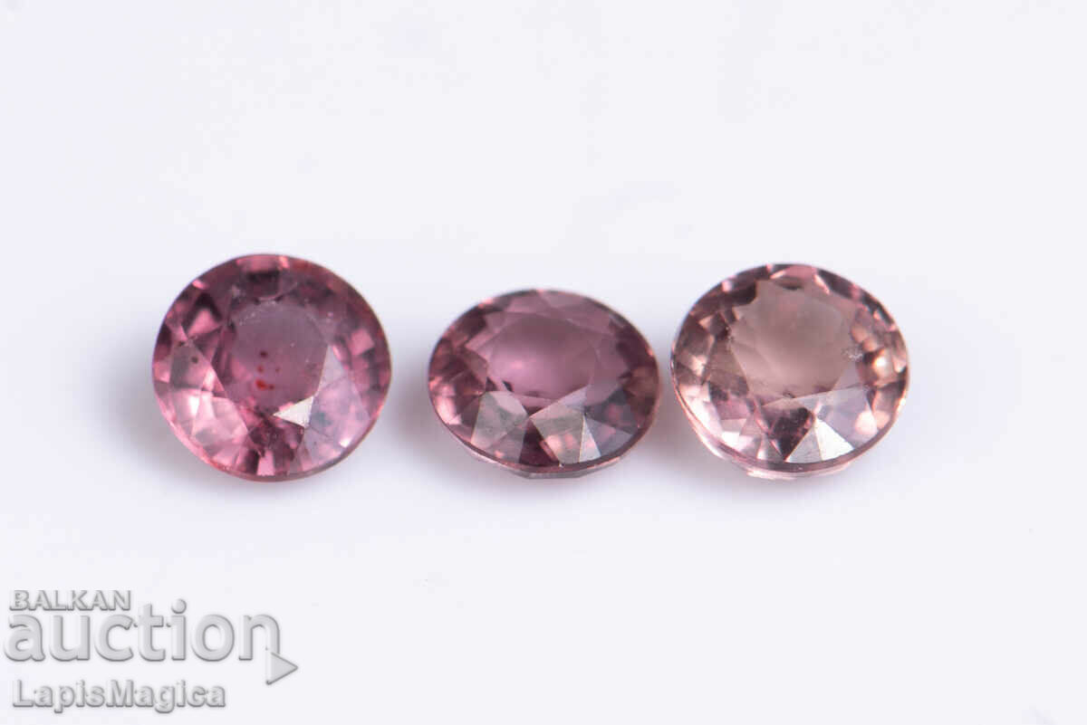 3 pcs pink sapphire 0.64ct 3.2mm round cut heated