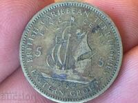 Източни Кариби Великобритания 5 цента 1962 Елизабет кораб