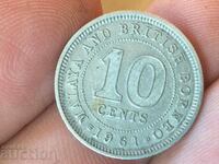 Малая и Борнео Великобритания 10 цента 1961 Елизабет