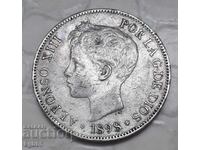 5 pesetas 1898 Spain. #9