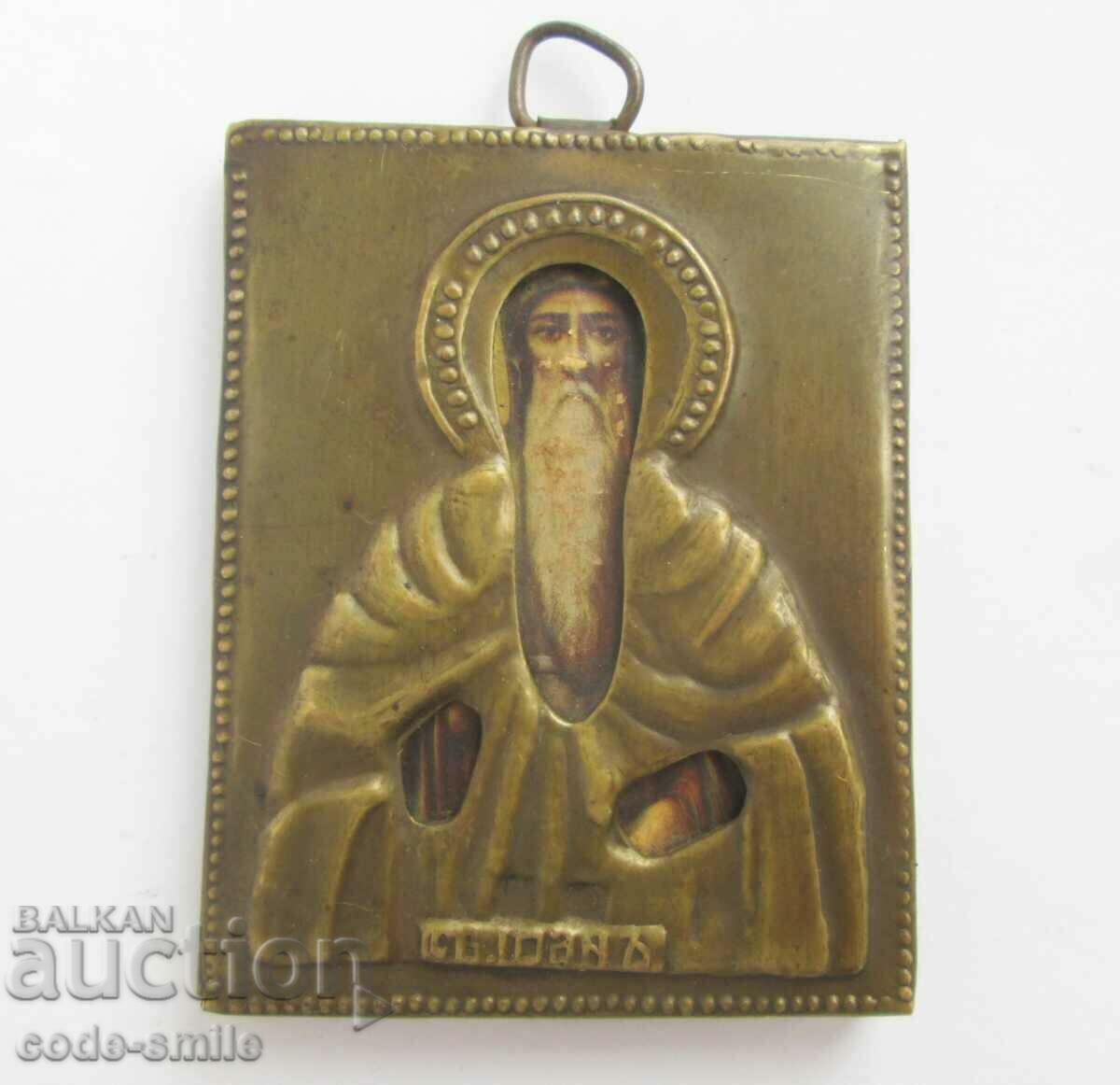 Стара малка икона иконка Св. Йоан Рилски Царство България