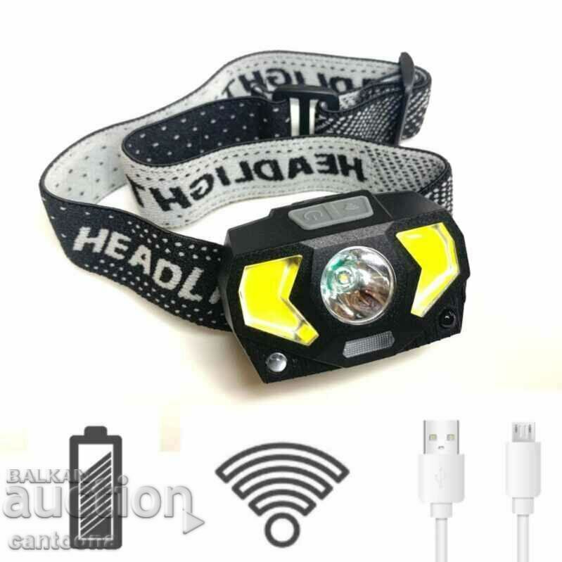 LED headlamp, headlamp, CREE LED + COB CREE LED, SENSOR