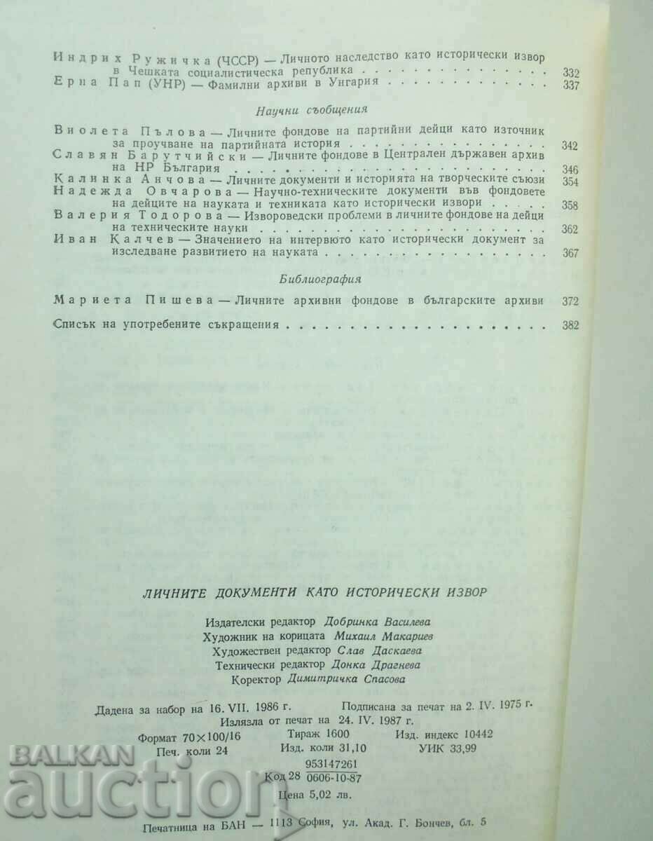 Personal Documents as Historical Source 1987 - 5 Personal Documents as Historical Source 1987 - 5