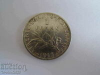 1 FRANC 1915 year, coin FRANCE - SILVER