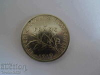 1 FRANC 1917 an, moneda FRANTA - ARGINT
