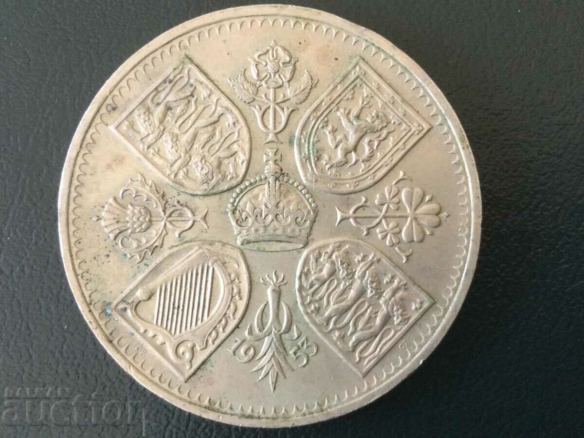 Великобритания 5 шилинга 1953 коронация Елизабет кон с цена 19.00 лв. | € 9.71