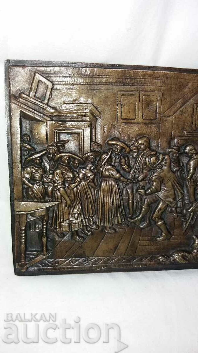 Παλιό χάλκινο ανάγλυφο πάνελ--στην παμπ - 6 Παλιό χάλκινο ανάγλυφο πάνελ--στην παμπ - 6