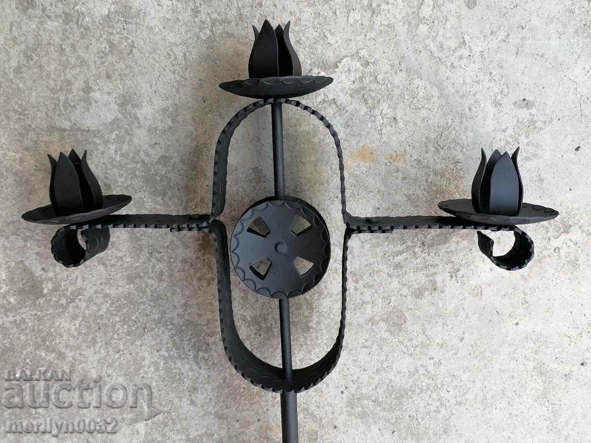 Old forged candlestick, candle, candelabra - 5