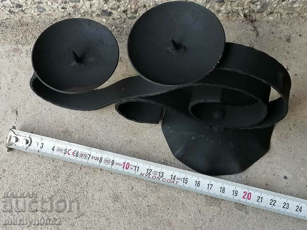 Auction Old forged candlestick, candle, candelabra Auction Old forged candlestick, candle, candelabra